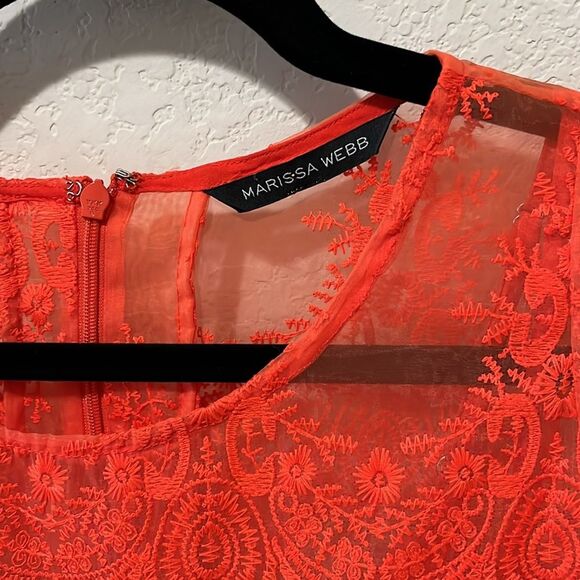 MARISSA WEBB Kallisti Lace Dress in Coral Flame, Size M - Picture 3 of 10